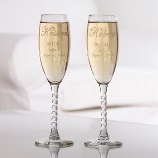 7095   The Bride & Groom Personalized Flute Set   Full View
