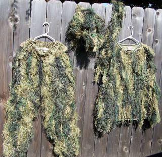 LIGHT WEIGHT 5 PC GHILLIE SUIT WOODLAND CAMOUFLAGE SZ MED LRG E1147