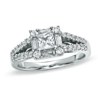 CT. T.W. Princess Cut Diamond Split Shank Engagement Ring in 14K 