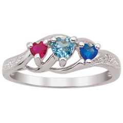 Daughters Heart Shaped Simulated Birthstone and Diamond Accent Ring 