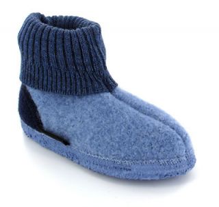 Giesswein Boys Blue Bootie Slippers   100% virgin wool  