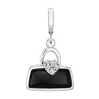 Onyx and Diamond Accent Purse Charm in Sterling Silver   Charms 