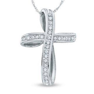 CT. T.W. Diamond Loop Cross Pendant in 10K White Gold   View All 