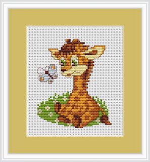 Baby Giraffe & Butterfly Cross Stitch Kit   Luca S   Beginner