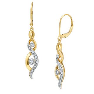 Diamond Accent Linear Twist Earrings in 14K Gold   Earrings   Zales