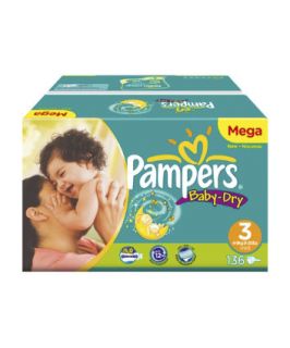 Pampers Baby Dry Midi Size 3 Nappies 136 Pack  (9 20lbs/4 9kg 
