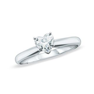 CT. Heart Shaped Diamond Solitaire Engagement Ring in 14K White 