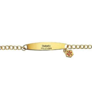 Ladies Personalized Medical Alert I.D. Bracelet in Gold Ion Plated 