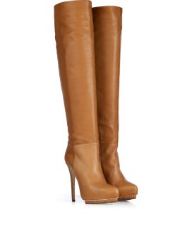 Le Silla Caramel Leather Over the Knee Boots  Damen  Schuhe 