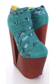 Green Faux Leather Suede Cutout Bootie Wedges @ Amiclubwear Wedges 