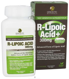 Genceutic Naturals   R Lipoic Acid Organic 300 mg.   60 Vegetarian 