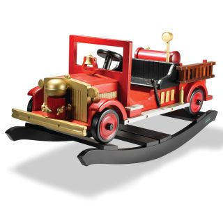 The Solid Wood Rocking Fire Engine   Hammacher Schlemmer 