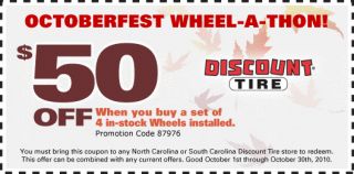 50 Off when you buy a set of 4 in stock Wheels installed. You must 