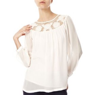 Great Plains Cream Lace Trim Smock Top