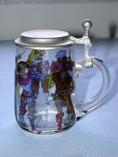 Antique Colorful Rein Zinn Germany Glass Lidded Stein