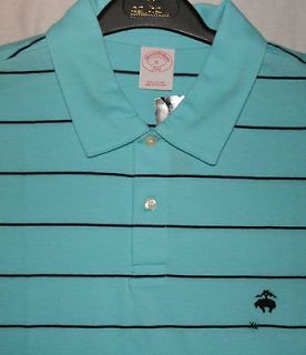 NWT Mens Brooks Brothers 346 Soft Cotton Seafoam Striped Polo Shirt 