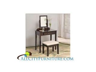   Finish 3 piece Vanity Set Table Mirror and Stool new Girls Make UP