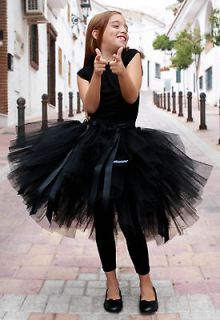 Girls Girl Childrens Long Petti TuTu Skirt Black Dress Up Party Dance 
