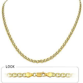   90gm 14k Gold Two Tone Mens Concave Mariner Chain Necklace 26 4.00mm