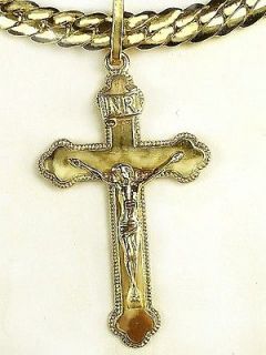   Christ Cross REAL 14K gold filed 20   22 long flexi chain necklace