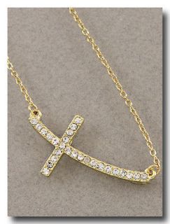 gold sideways cross necklace in Fashion Jewelry