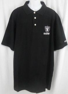 Oakland Raiders NFL Team Apparel Black Cotton Polo Golf Shirt Big 