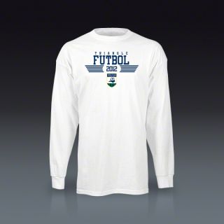 adidas Triangle Futbol Club Logo 2 Long Sleeve T Shirt   White 