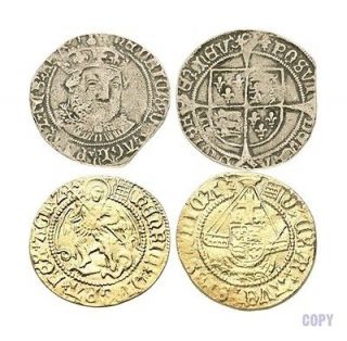   HENRY THE 8th VIII EIGHTH 2 replica COINS TUDOR GROAT HALF ANGEL coin