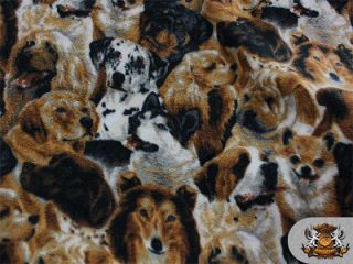 Fleece Printed DOGGY DOG PALS Fabric 58 sold by the yard SL 294