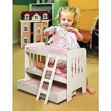 GIRLS DOLL BUNK BED WITH TRUNDLE AND LADDER FOR AMERICAN DOLL 18