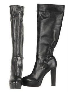 NEW VICINI BY GIUSEPPE ZANOTTI BLACK LEATHER LEATHER KNEE HIGH BOOTS 