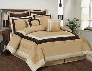 piece Luxury Comforter Bedding Set  TRNQ. Gold/Chocolate​  Full 