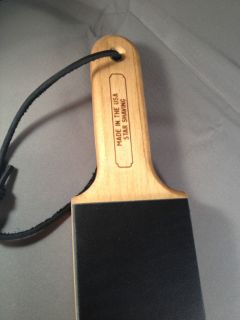 Sided Leather Paddle Strop, 3 Wide x 17 Long With A Wood Handle
