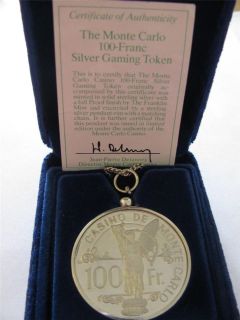 Vintage Franklin Mint The Monte Carlo 100 Franc Silver Gaming Token 