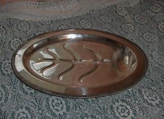 Vintage Crescent EPNS Meat Serving Tray With Well 3356