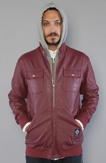 The Faux Leather & Fleece Jacket in Burgundy