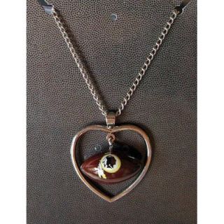 NEW WASHINGTON REDSKINS NECKLACE w/ FOOTBALL IN HEART CHARM