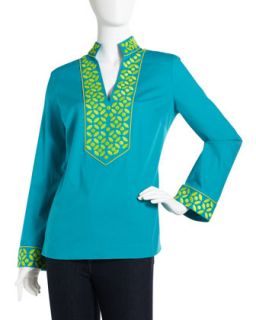 Embroidered Tunic, Turquoise   