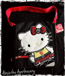 Hello Kitty PUNK Rock School Girl Plaid Messenger Bag Purse Emo Kawaii 