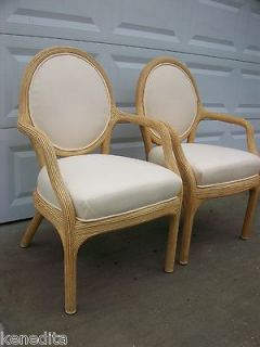 Pair Chairs Twisted Rattan Faux Bois Hollywood Regency Faux Bamboo 2 