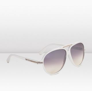 Jimmy Choo  Luisa  White aviator sunglasses with grey shaded lenses 