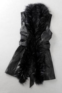 Lamb Skin Leather Vest Jacket, S to XL, NEW in color black, Real Fur 