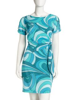 Abstract Print Side Tie Dress   