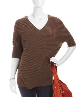 Cocoon Ribbed Sweater, Moose   