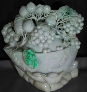 Flower Basket Carving Green Pendant 100% Natural Untreated Grade A 
