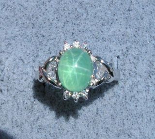LINDE LINDY TRN SPRING GREEN STAR SAPPHIRE CREATED RING