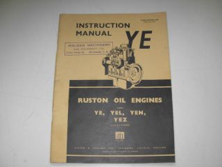Ruston Hornsby YE Oil Engine Instruction Manual
