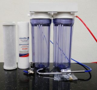   Under Counter Dual Water Filter Drinking Water System Carbon Sediment