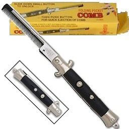 FOLDING STILETTO POCKET KNIFE SWITCHBLADE COMB   NEW