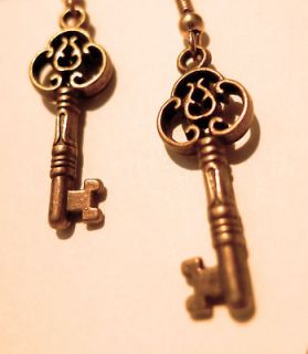 Grandmas Antique Key Earrings  Kitsch Vintage Fashion Jewellery 